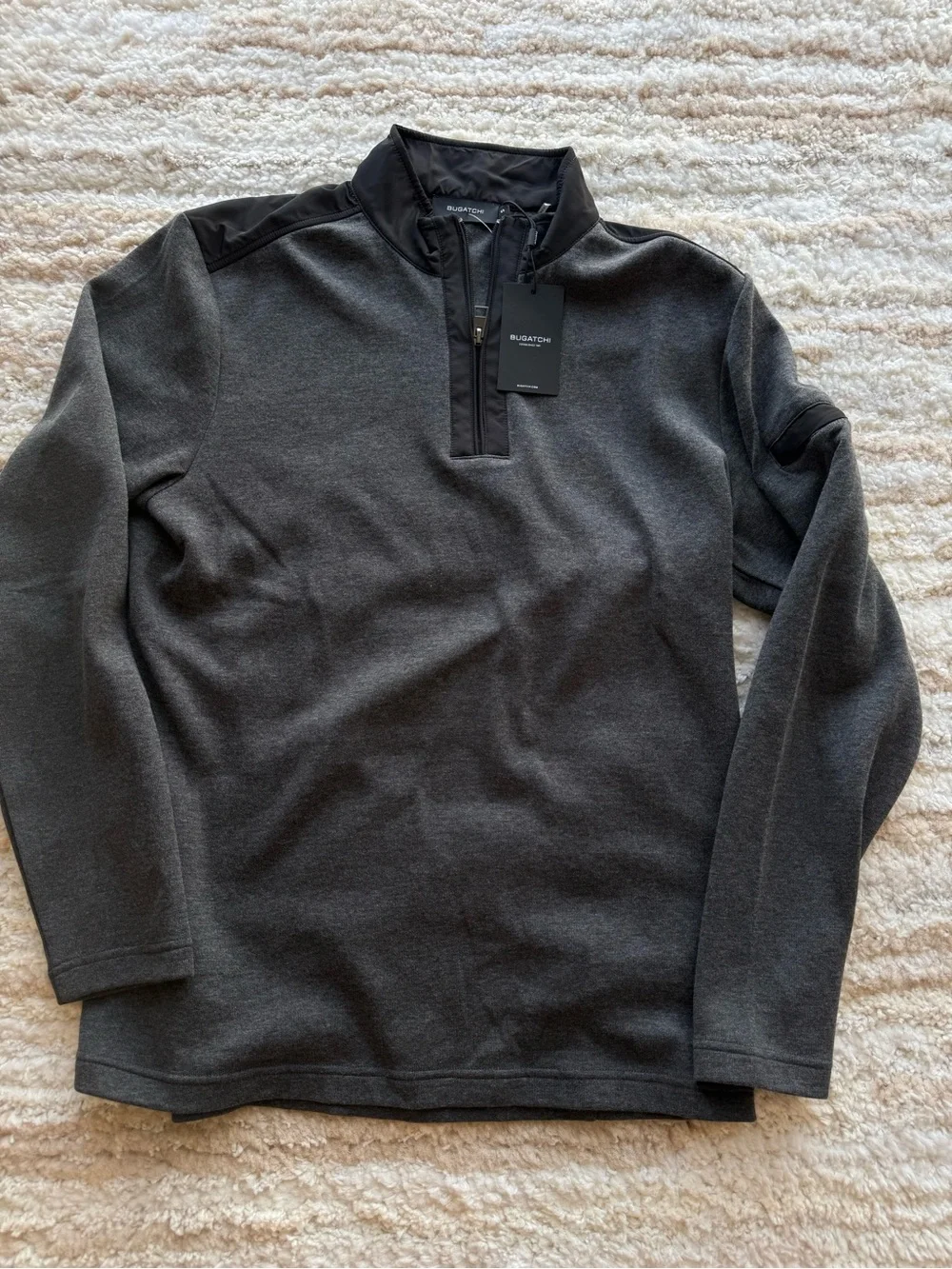 NWT Bugatchi Men's Grey Quarter-Zip Sweater Size Small